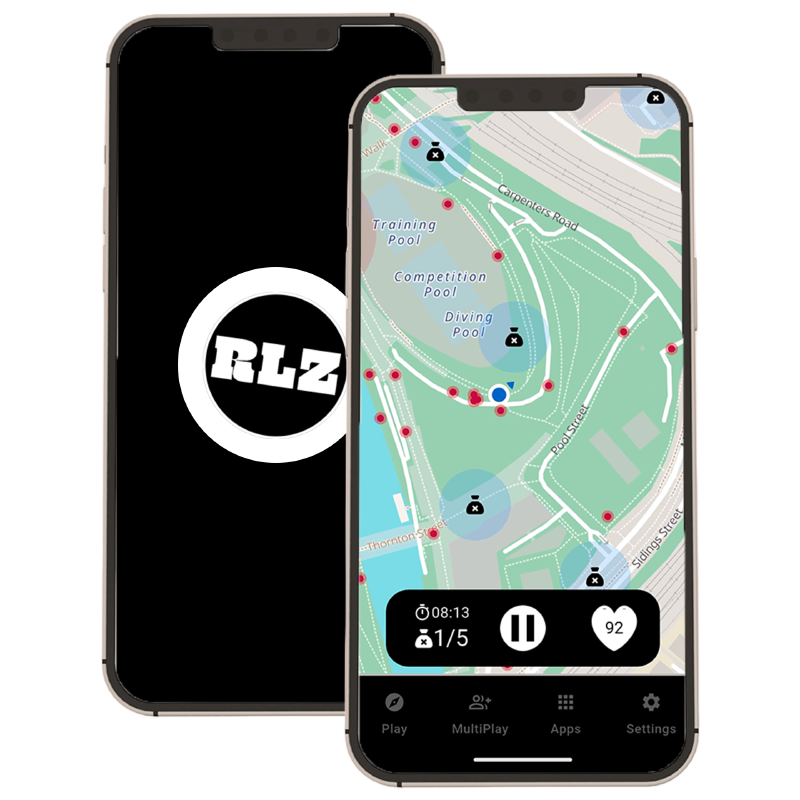 phone mockup displaying the logo and gameplay footage of The Zombie Game